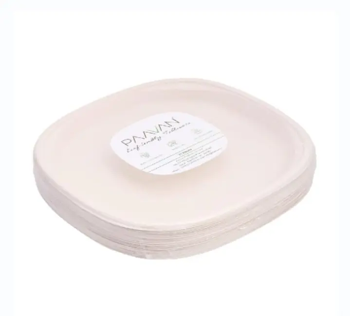 Eco Disposable  Sugar Cane Material ( 7 Inch Square  Plate)