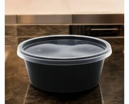 Plastic Contianer Round 300Ml Black 